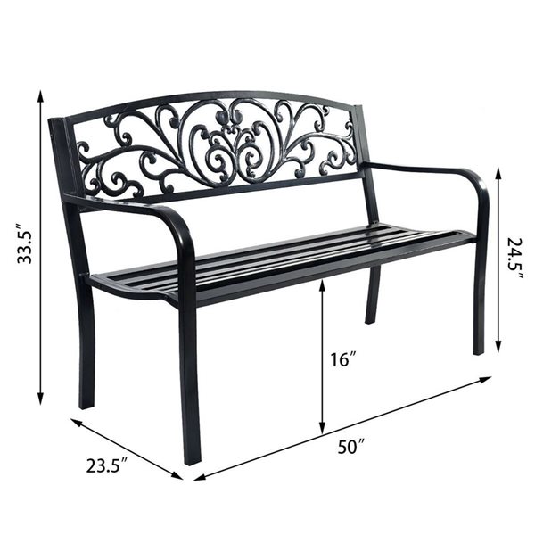 Costway 23.5-in x 33.5-in Black Garden Bench