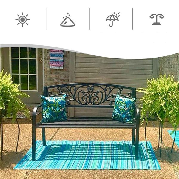 Costway 23.5-in x 33.5-in Black Garden Bench