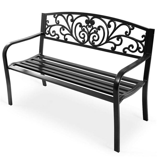 Costway 23.5-in x 33.5-in Black Garden Bench