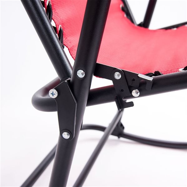 Costway Metal Foldable Rocking Chair with Red Mesh Seat