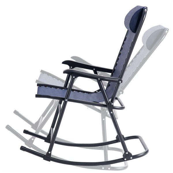 Costway Metal Foldable Rocking Chair with Blue Mesh Seat