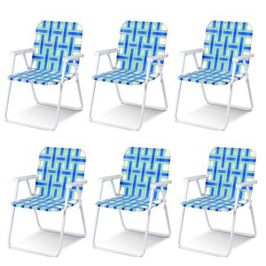 Costway Set of 6 Folding Camping Chairs with Blue Strap Seat