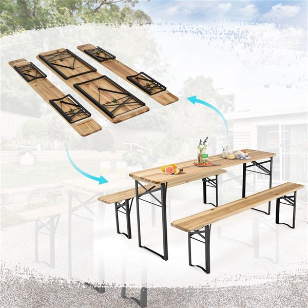 Costway 8.5-in x 18-in Wooden Rectangle Collapsible Picnic Table