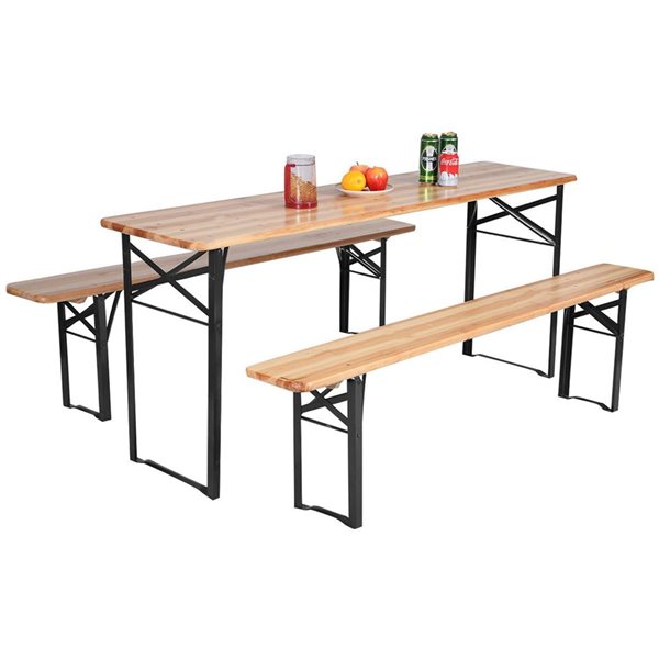 Costway 8.5-in x 18-in Wooden Rectangle Collapsible Picnic Table