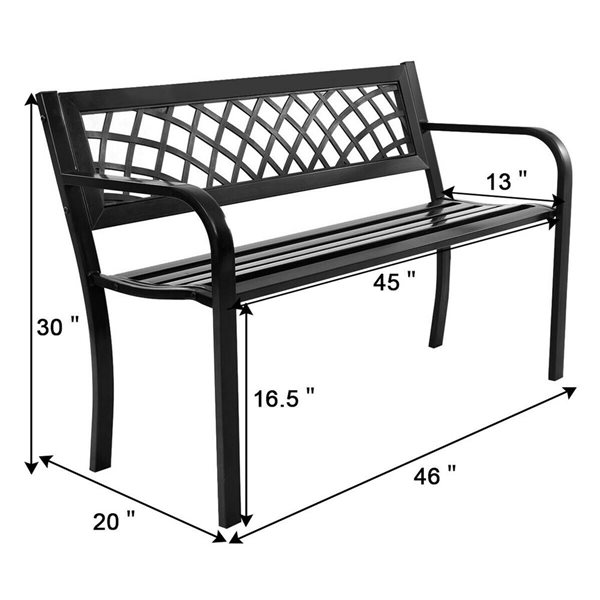 Costway 20-in x 30-in Black Garden Bench