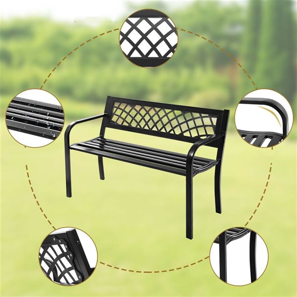 Costway 20-in x 30-in Black Garden Bench