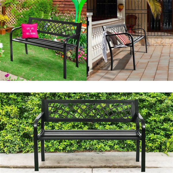 Costway 20-in x 30-in Black Garden Bench