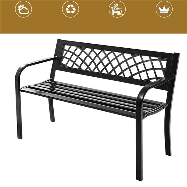 Costway 20-in x 30-in Black Garden Bench