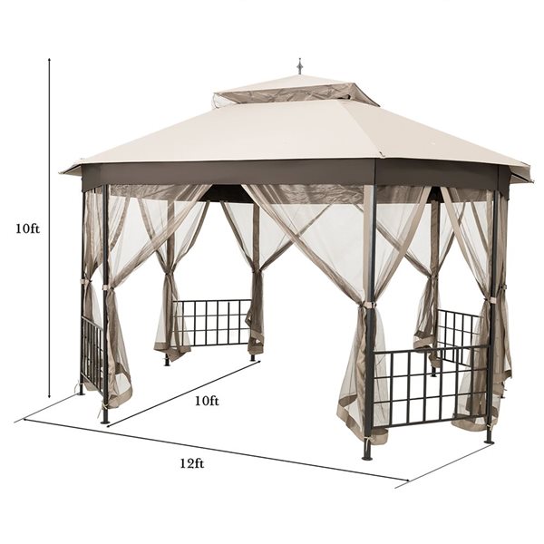 Costway 10 x 12-ft Octagon Beige Semi-permanent Gazebo