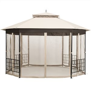 Costway 10 x 12-ft Octagon Beige Semi-permanent Gazebo