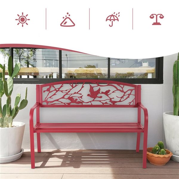 Costway 23.5-in x 34.5-in Red Garden Bench