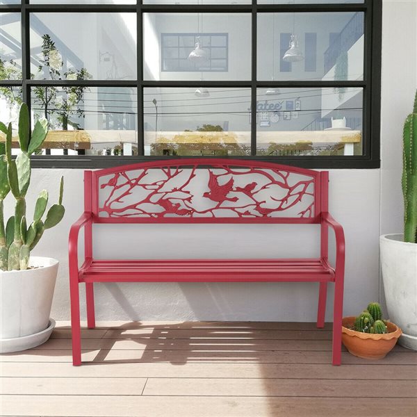 Costway 23.5-in x 34.5-in Red Garden Bench