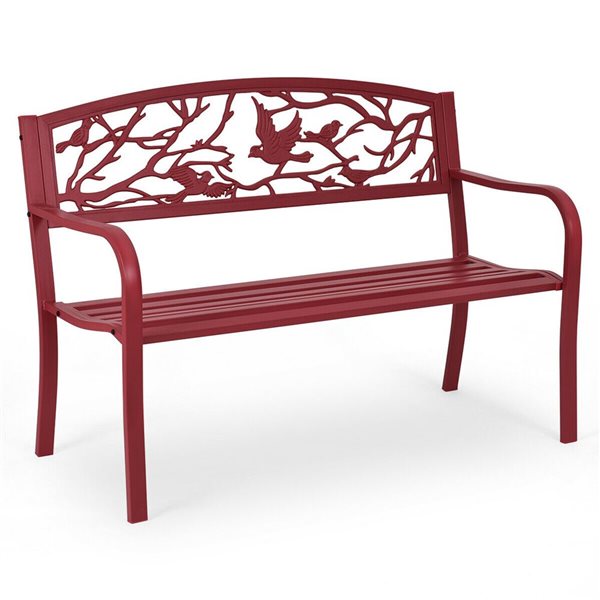 Costway 23.5-in x 34.5-in Red Garden Bench