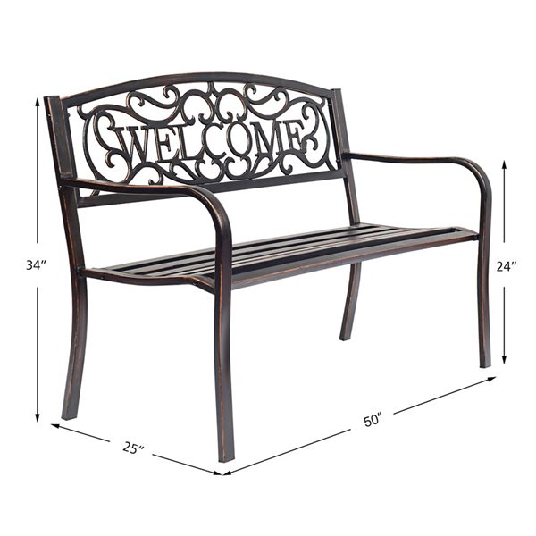 Costway 25-in x 34-in Bronze Garden Bench