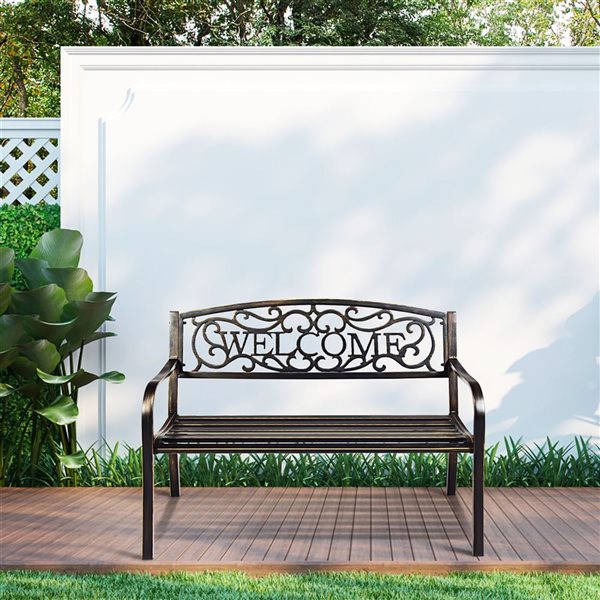 Costway 25-in x 34-in Bronze Garden Bench