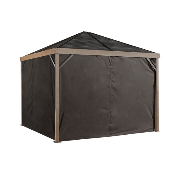 Rideaux d'abri de jardin Sojag Sanibel en polyester brun 8 x 8 pi