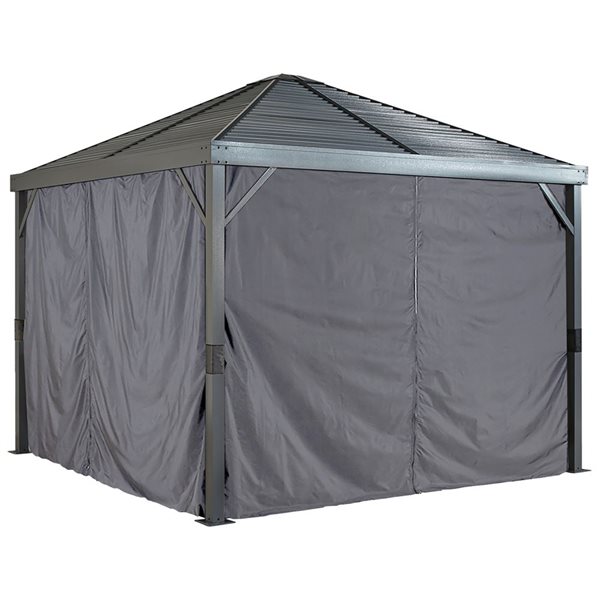 Sojag Sanibel Grey 8 x 8ft Polyester Gazebo Curtains 1359169263 RONA