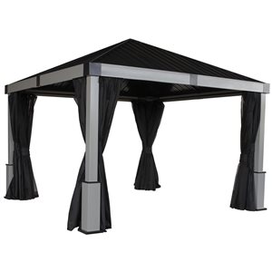 Sojag Lena 12-ft Square Grey Aluminum Gazebo with Steel Roof and Mosquito Nettings