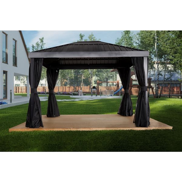 Sojag Skylight Black 10 x 12-ft Spun Polyester Gazebo Curtains