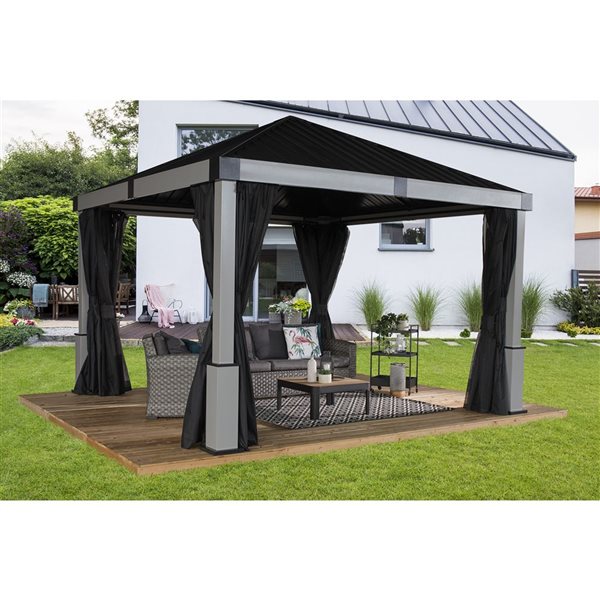 Sojag Lena Black 12 x 12-ft Spun Polyester Gazebo Curtains