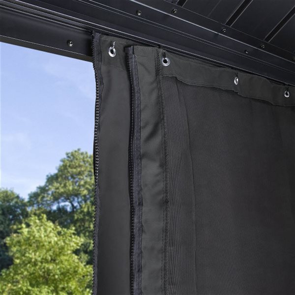 Sojag Lena Black 12 x 12-ft Spun Polyester Gazebo Curtains