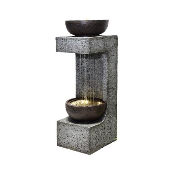 Hi-Line Gift Rainfall Fountain with Bowl On Top with LEDS 34-in