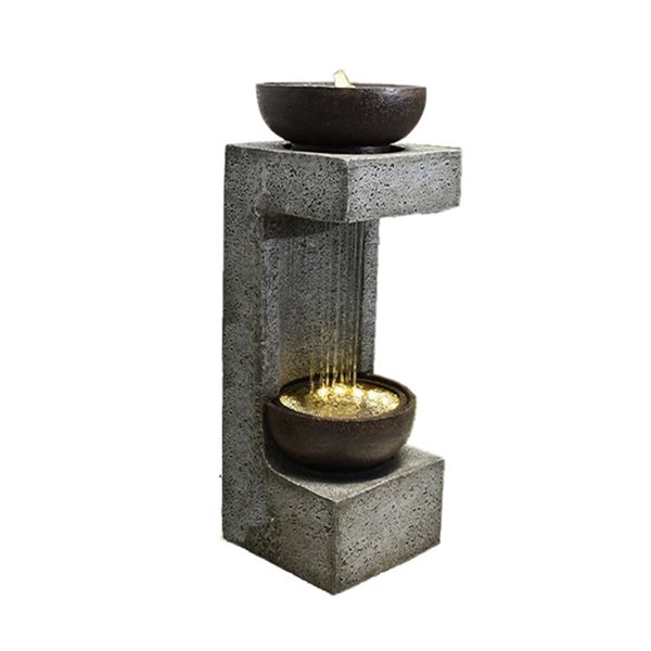 Hi-Line Gift Rainfall Fountain with Bowl On Top with LEDS 34-in