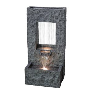 Hi-Line Gift Rectangular Waterfall Fountain with Warm White LED 32-in
