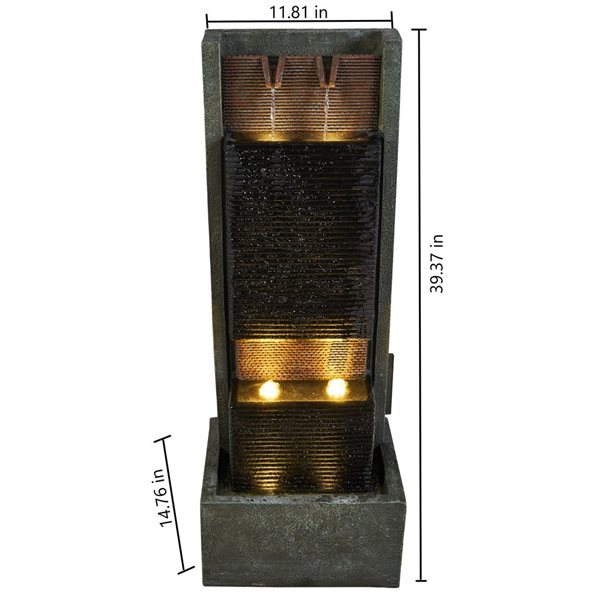 Hi-Line Gift Cascading Water Fountain with 4 Warm White LEDS 40-in