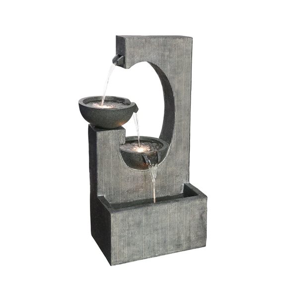 Hi-Line Gift Contemporary Semi-Circle Tiered Fountain Outdoor with LEDS 32-in