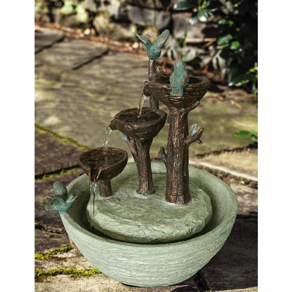 Bain oiseaux en céramique, Pause fontaine