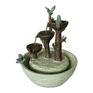 Fontaine d'eau intérieur Hi-Line Gift décorative de table avec oiseaux 12 po