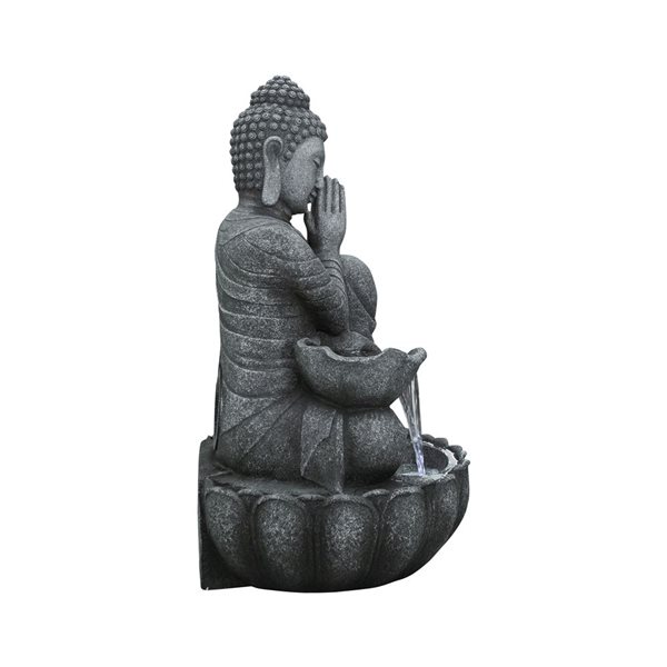 Hi-Line Gift Sitting Buddha Fountain with White LED 32-in