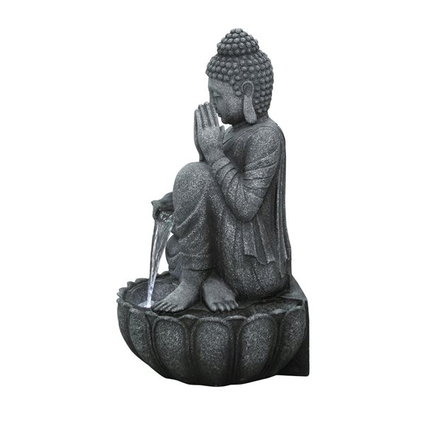 Hi-Line Gift Sitting Buddha Fountain with White LED 32-in