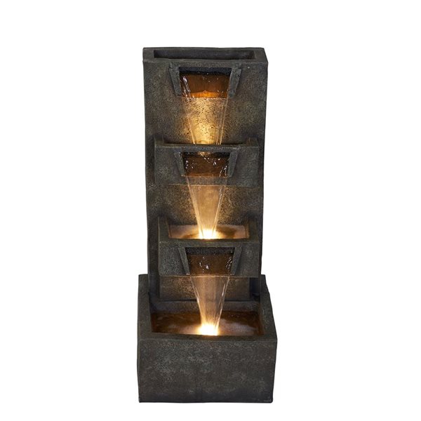 Hi-Line Gift Multi-Level LED Waterfall Fountain with 3 Warm White LEDS 34-in