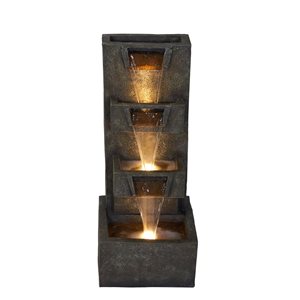 Hi-Line Gift Multi-Level LED Waterfall Fountain with 3 Warm White LEDS 34-in