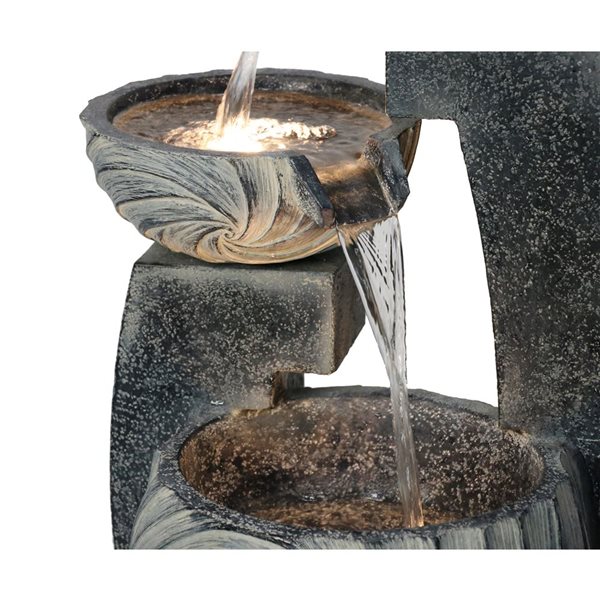 Hi-Line Gift 3 Tiers Modern Cascading Water Fountain Warm White LED Gray 30,71-in