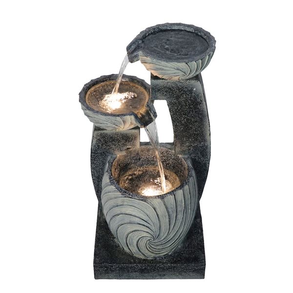 Hi-Line Gift 3 Tiers Modern Cascading Water Fountain Warm White LED Gray 30,71-in