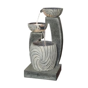 Hi-Line Gift 3 Tiers Modern Cascading Water Fountain Warm White LED Gray 30,71-in
