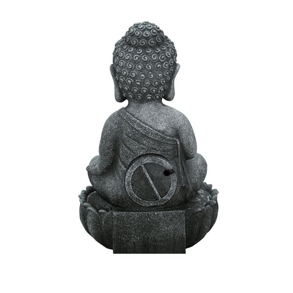 Hi-Line Gift Sitting Buddha Fountain with White LED 21.5-in