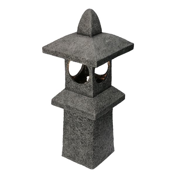 Hi-Line Gift Pagoda Fountain Outdoor Water Feature with Warm White LED 34-in