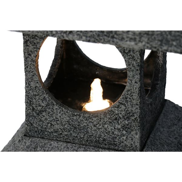 Hi-Line Gift Pagoda Fountain Outdoor Water Feature with Warm White LED 34-in