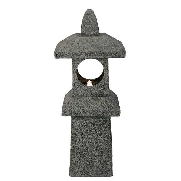 Hi-Line Gift Pagoda Fountain Outdoor Water Feature with Warm White LED 34-in