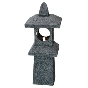 Hi-Line Gift Pagoda Fountain Outdoor Water Feature with Warm White LED 34-in