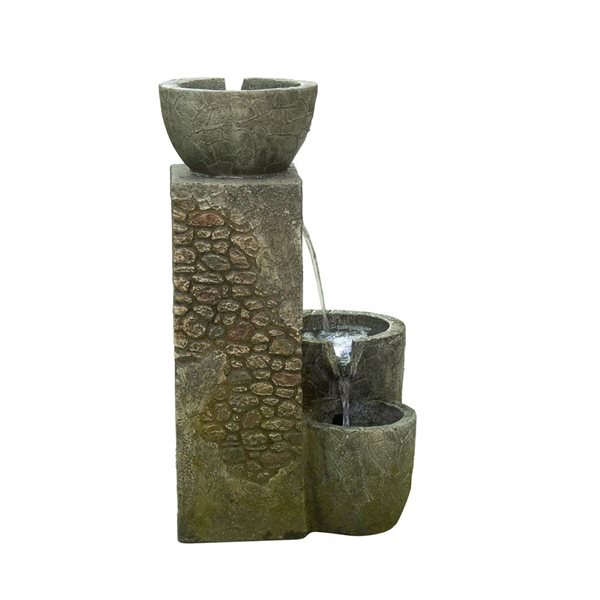 Fontaine d'eau Hi-Line Gift vases communicants 3 DEL blancs frais 22 po