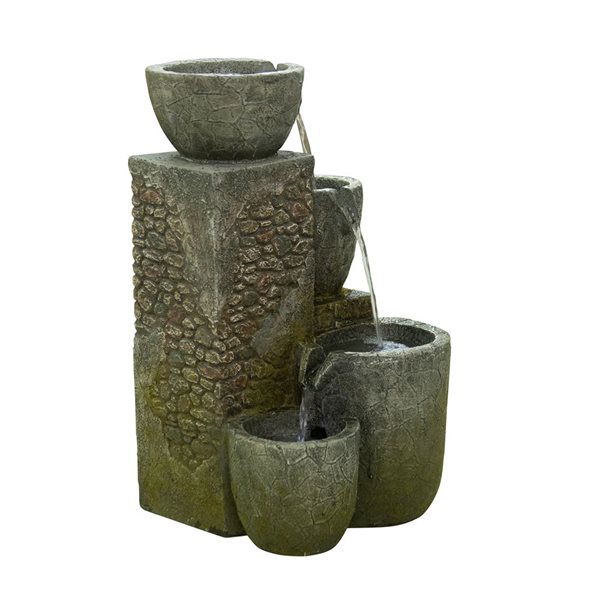 Fontaine d'eau Hi-Line Gift vases communicants 3 DEL blancs frais 22 po