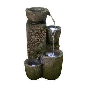 Fontaine d'eau Hi-Line Gift vases communicants 3 DEL blancs frais 22 po