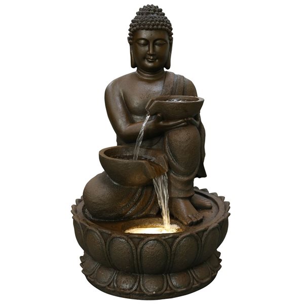 HI LINE GIFT LTD Hi Line Gift Large Buddha Fountain With Warm White hi-line-gift-ltd-hi-line-gift-large-buddha-fountain-with-warm-white
