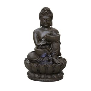 Hi-Line Gift Buddha Fountain with LED For Tabletop Décor 13.75-in