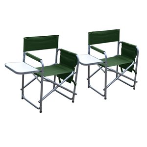 F. Corriveau International Green Polyester Director's Chairs with Tray and Storage Pouch - Set of 2